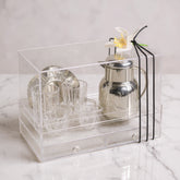 طقم الشاي والقهوة مع مطارة وبوكس أكريليك