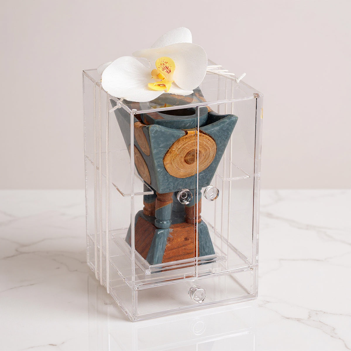 مبخر أنيق رمادي مع بوكس أكريليك