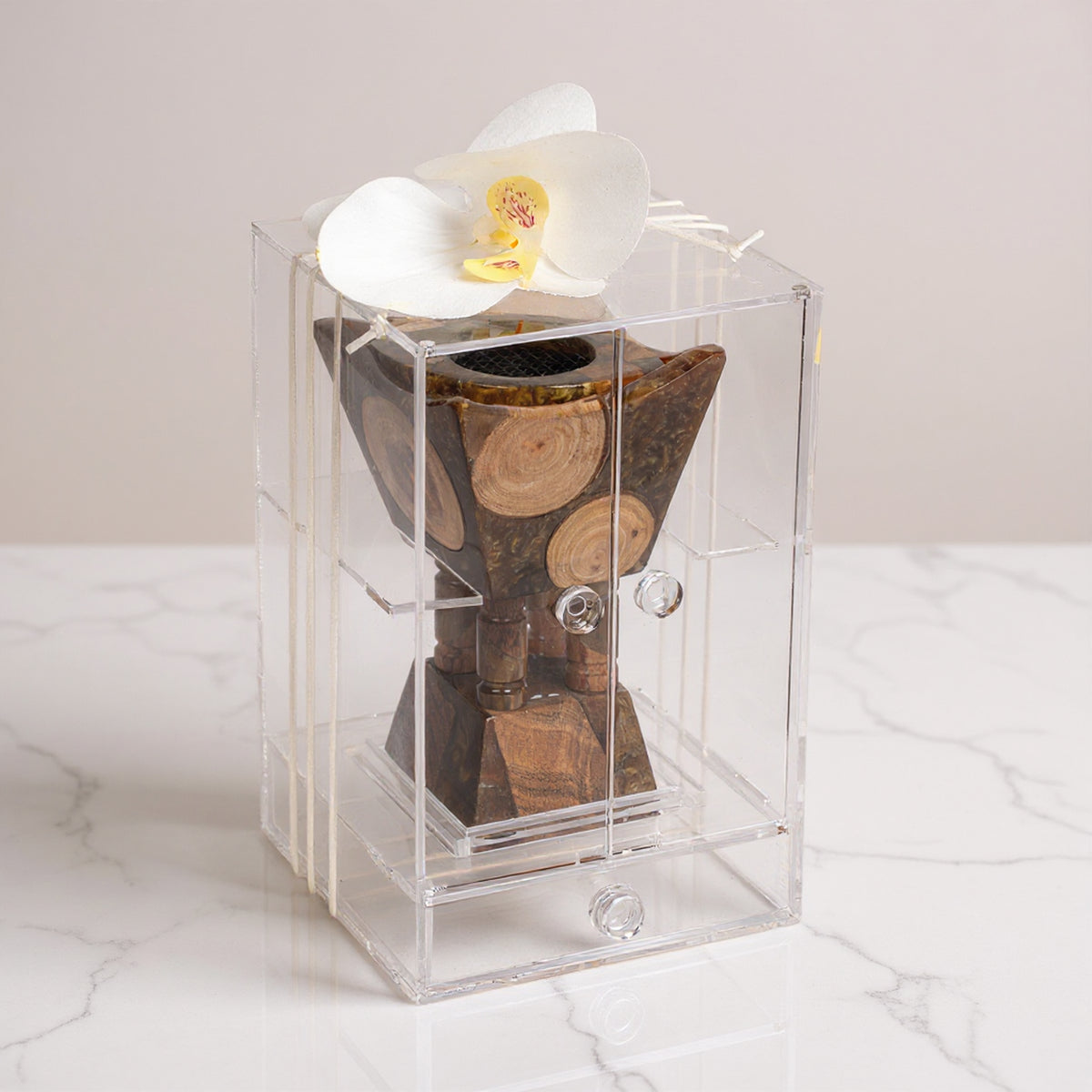 مبخر أنيق بني مع بوكس أكريليك