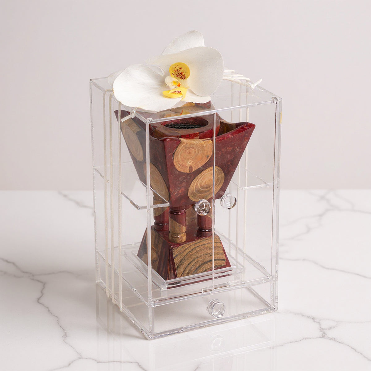 مبخر أنيق أحمر مع بوكس أكريليك