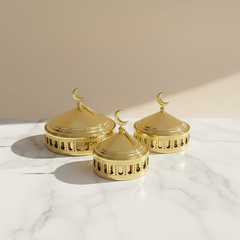 طقم مكون من 3 أطباق حلا مع أغطية رمضانية