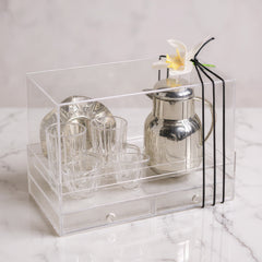 طقم الشاي والقهوة مع مطارة وبوكس أكريليك