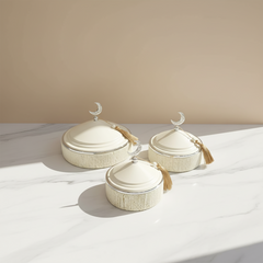 طقم مكون من 3 أطباق حلا مع أغطية رمضانية