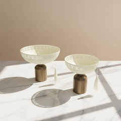 طقم 2 إستاند معدني بقواعد خشبية