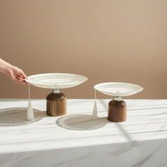 طقم 2 إستاند معدني بقواعد خشبية