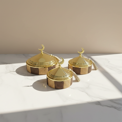 طقم مكون من 3 أطباق حلا مع أغطية رمضانية