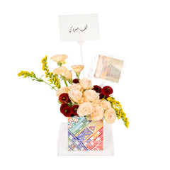 Elegant flower arrangement with money stand