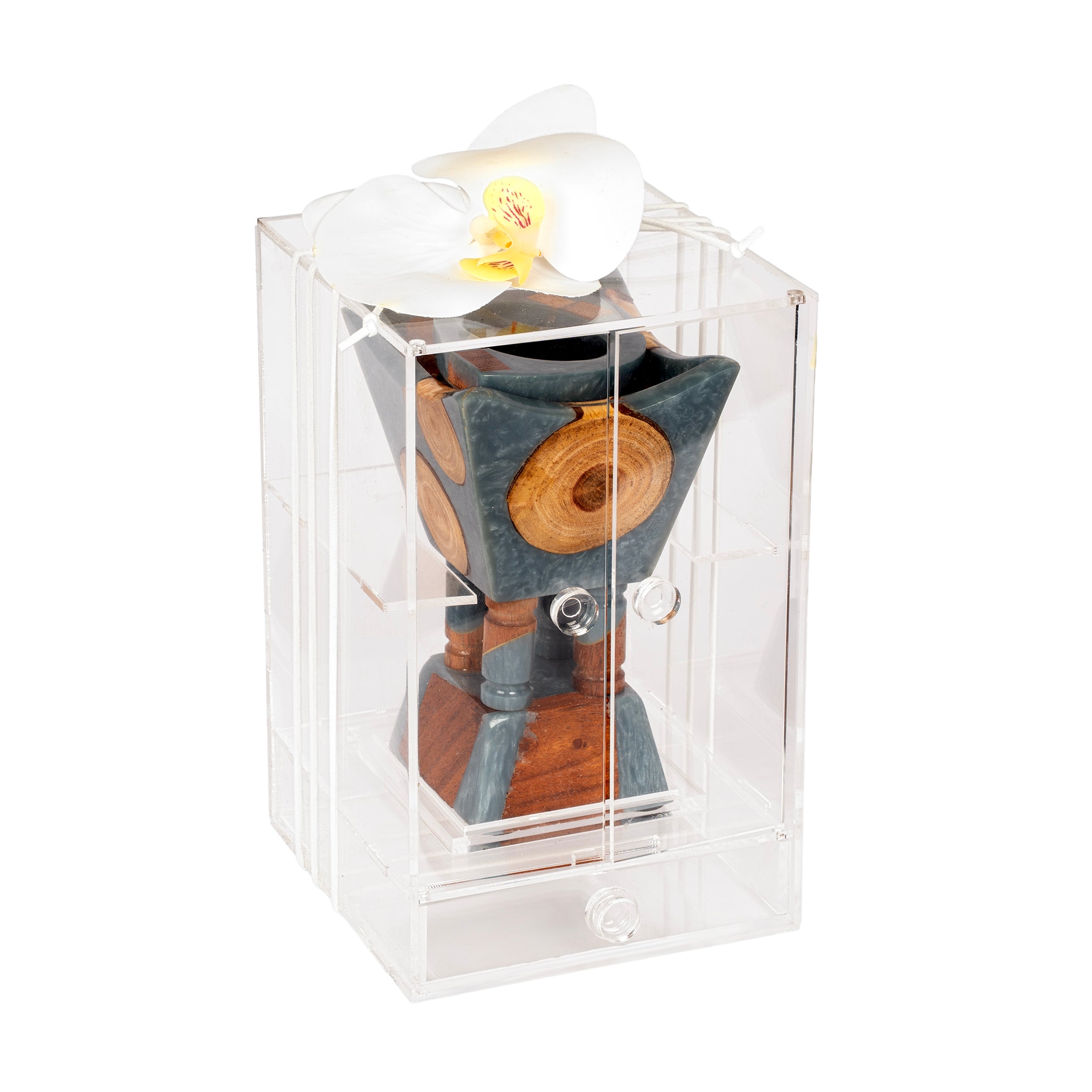 مبخر أنيق رمادي مع بوكس أكريليك