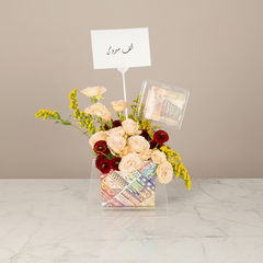 Elegant flower arrangement with money stand