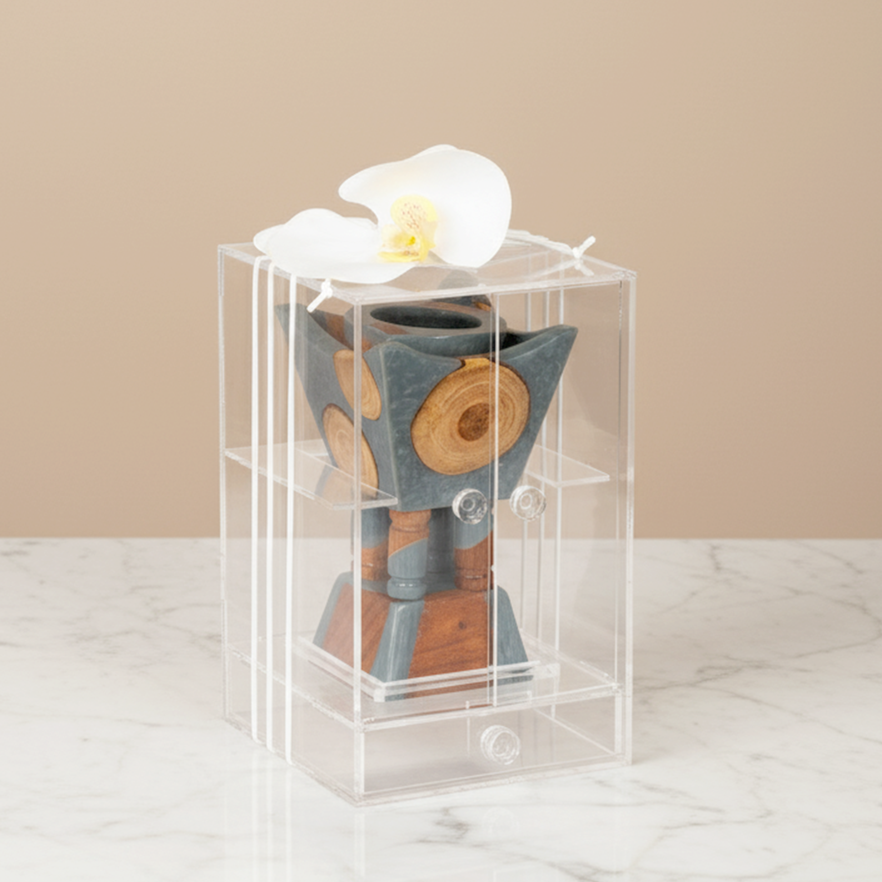 مبخر أنيق رمادي مع بوكس أكريليك