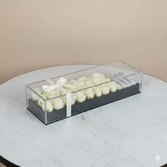 Flowers and cash gift in an acrylic box