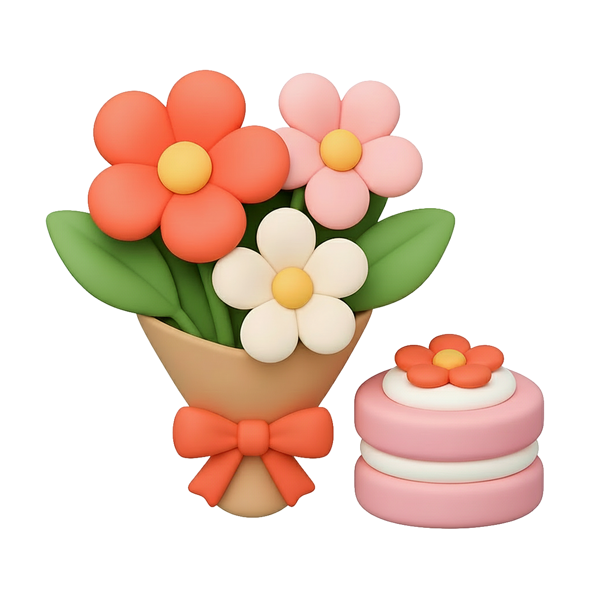 باقة زهور وكعكة