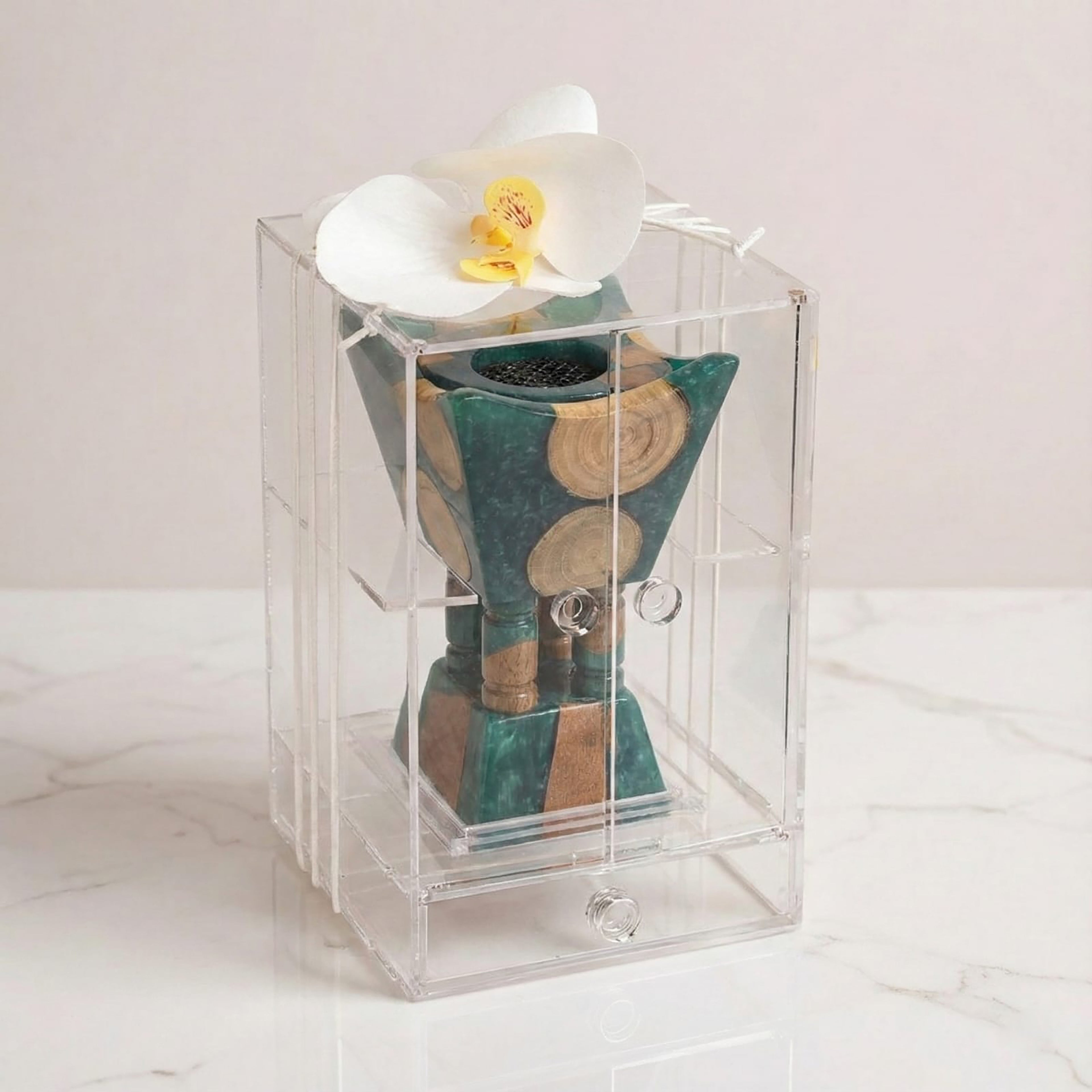 مبخر أخضر أنيق مع بوكس أكريليك