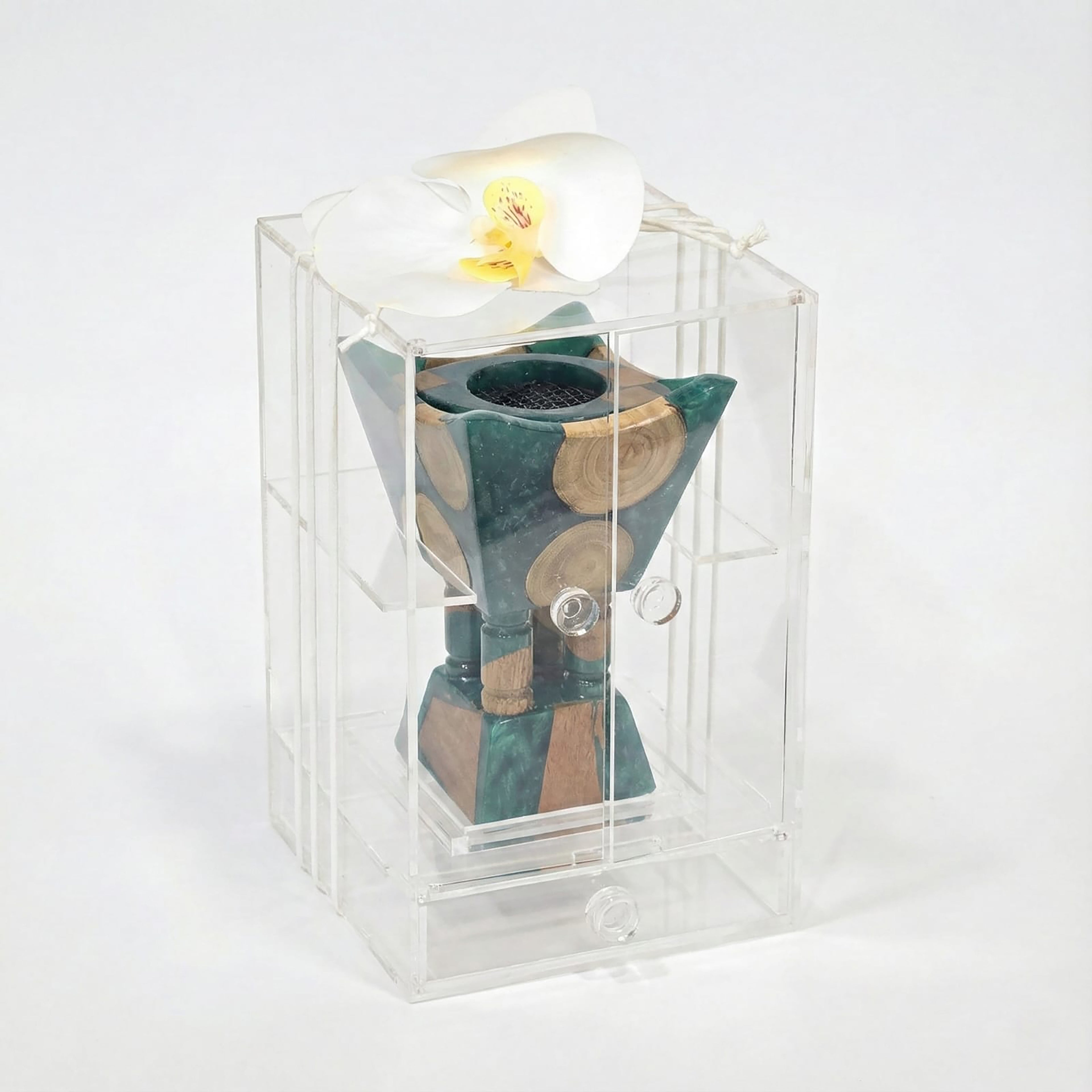 مبخر أخضر أنيق مع بوكس أكريليك